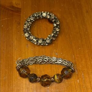 Fossil Orange Amber Rhinestone Stretch Womens Bracelets